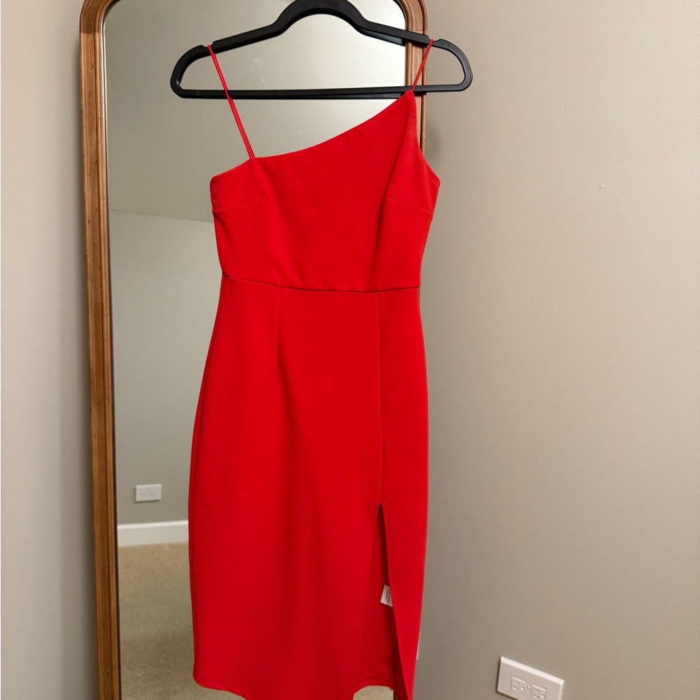 Princess Polly One-Shoulder Red Midi Dress